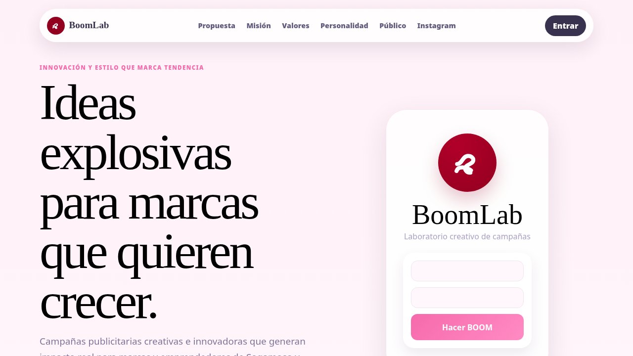 Screenshot of BoomLab / amarket website