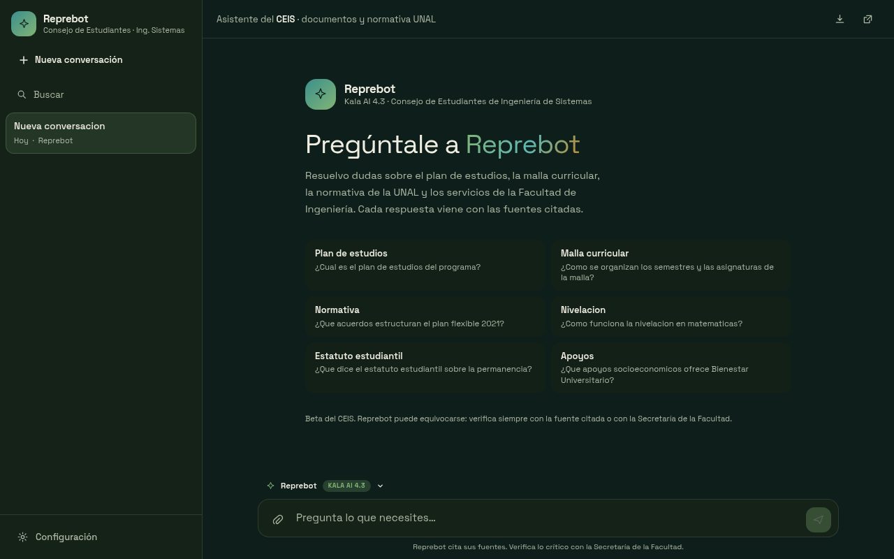 Screenshot of Reprebot — Fine-tuned AI for UNAL