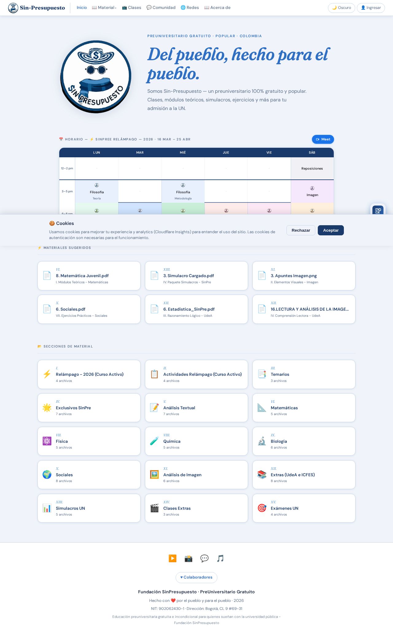 Screenshot of SinPresupuesto website